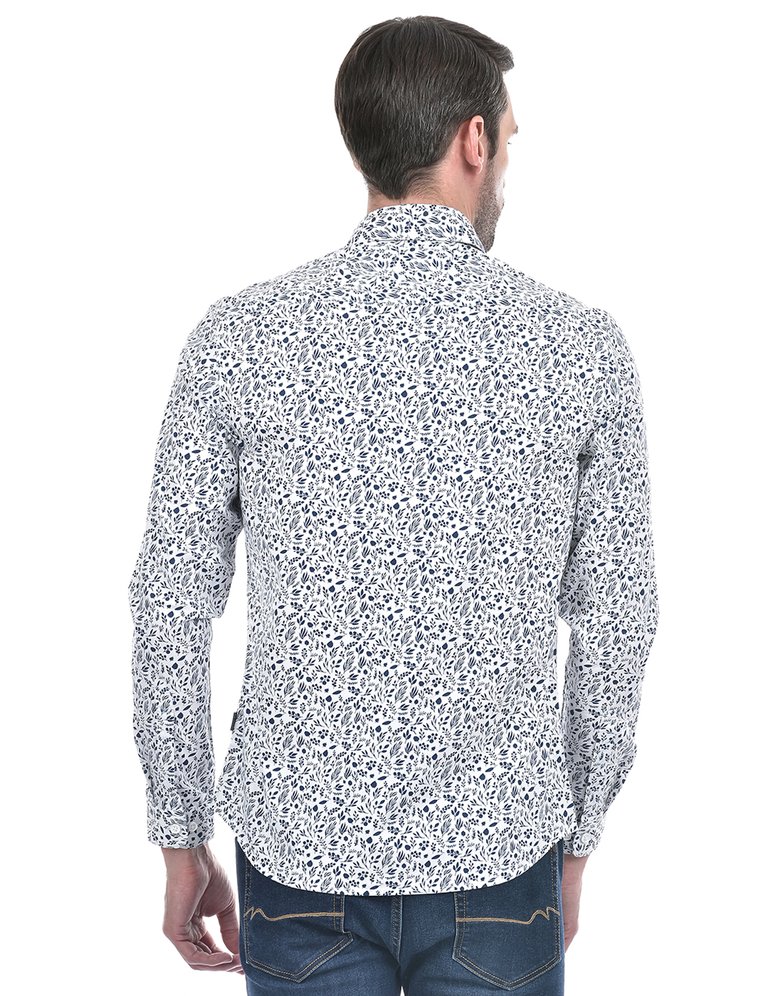 Numero Uno Men Floral Print White Shirt